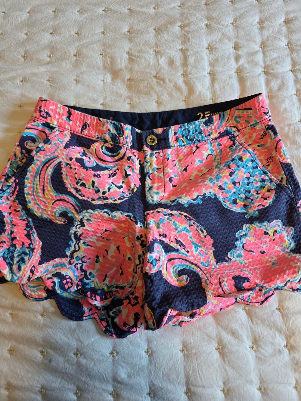 Lilly Pulitzer The Buttercup Short Size 2 Navy Floral Pattern
